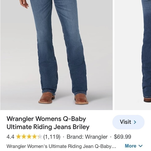 🥳HP🤩Wrangler women’s Qbaby ultimate riding jean, boot, cut, Brylee size 5/6×36 - Picture 3 of 9